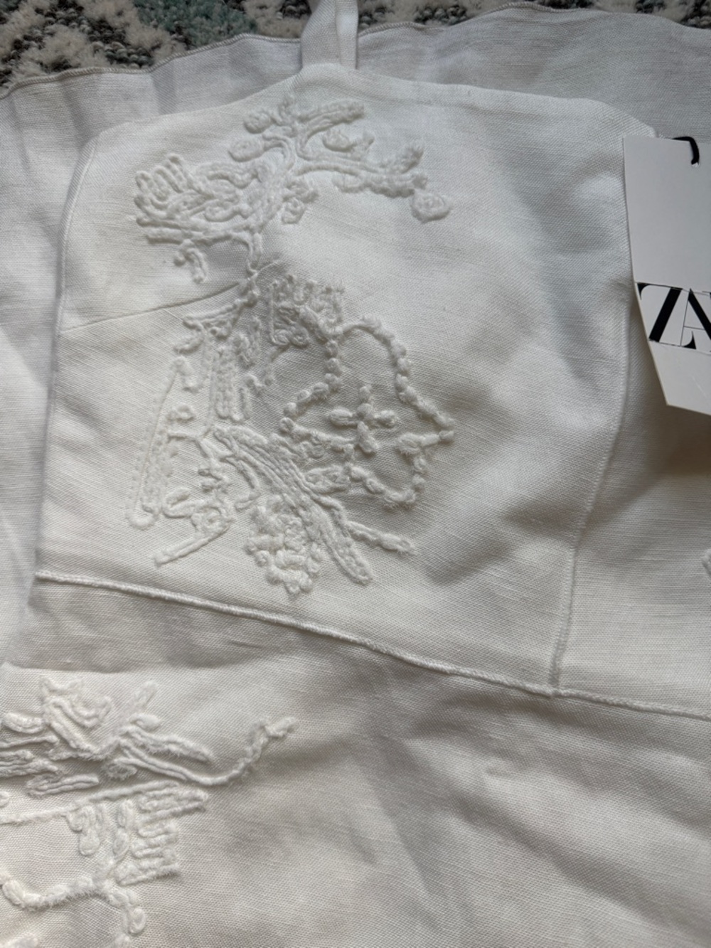 Zara Linen Blend Embroidered Midi Dress - Picture 10 of 11
